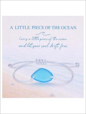 Natural Sea Glass Bracelet Coastal Summer Beach Jewelry Adjustable Cord